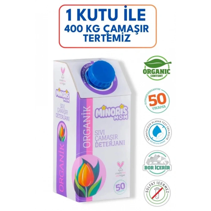Mey İthalat® MOM Organik Sıvı Çamaşır Deterjanı 1 Lt 50 Yıkama