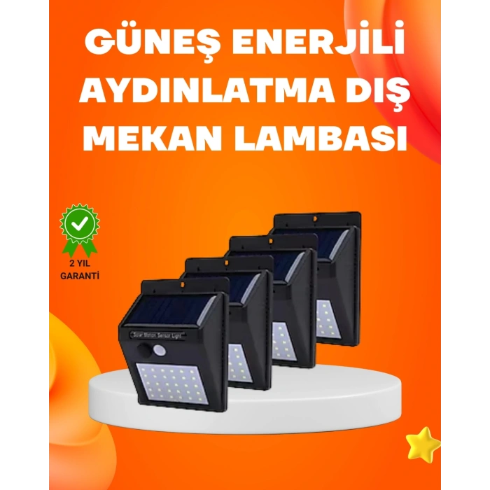 Mey İthalat® Montajlı Güneş Enerjili Duvar Tipi Aydınlatma – 8 Saat Çalışma Süresi