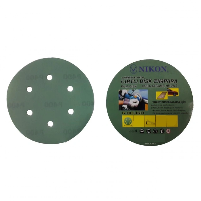 Mey İthalat® Nikon 52047 Kırılmaz Yeşil Cırt Zımpara 150X100 Kum 6 Delikli