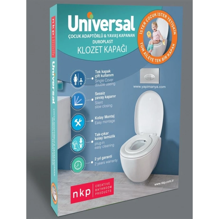 Mey İthalat® NKP Üniversal Çocuk Adaptörlü Yavaş Kapanır Klozet Kapağı