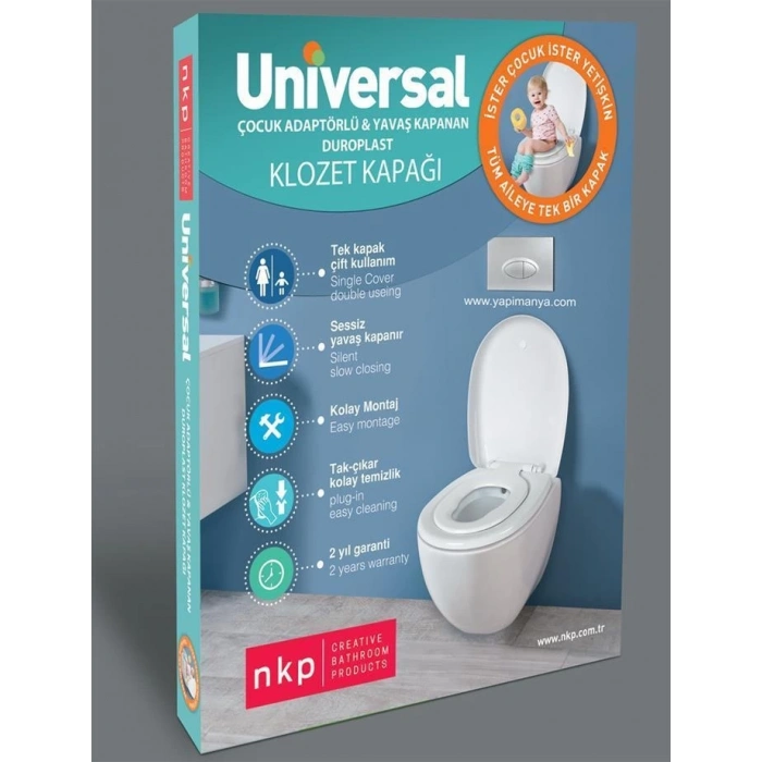 Mey İthalat® NKP Üniversal Çocuk Adaptörlü Yavaş Kapanır Klozet Kapağı
