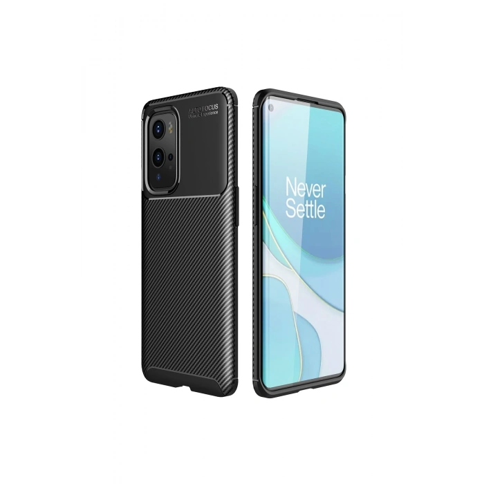 Mey İthalat®  One Plus 9 Pro Kılıf Auto Focus Karbon Kapak - Siyah
