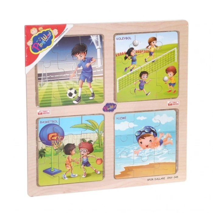 Mey İthalat® ONY-343/344/345/346 Ahşap Eğitici 4lü Puzzle -Onyıl