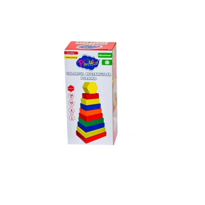 Mey İthalat® ONY-393 Ahşap Dikdörtgen Renkli Kule - Onyıl Oyuncak