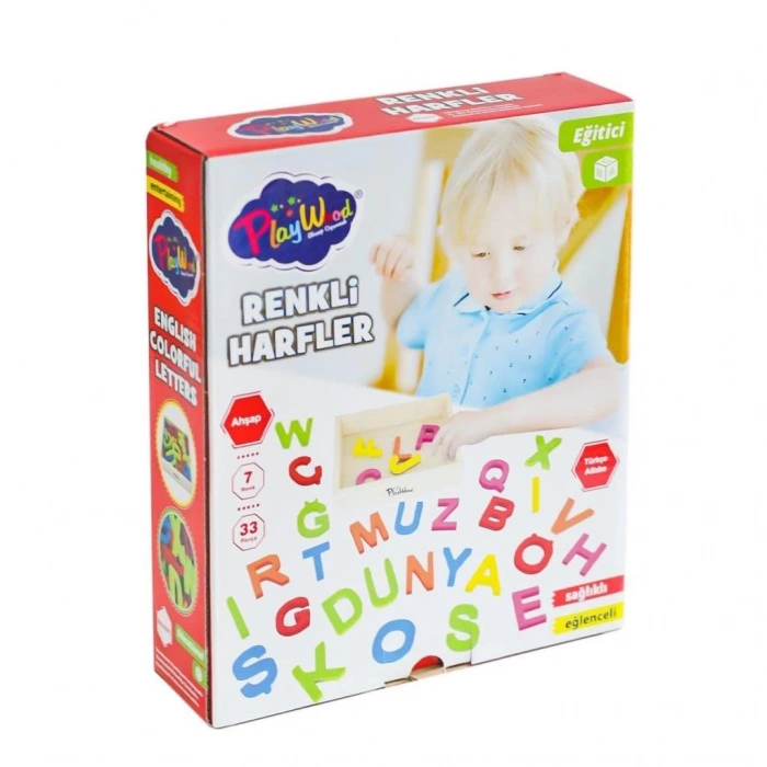 Mey İthalat® ONY-402 Ahşap Renkli Harfler 33 Parça -Onyıl Oyuncak