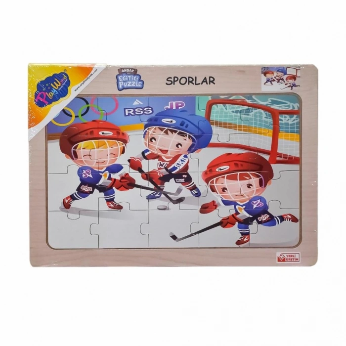 Mey İthalat® ONY-85-86-87-88 Ahşap Eğitici Puzzle Sporlar -Onyıl