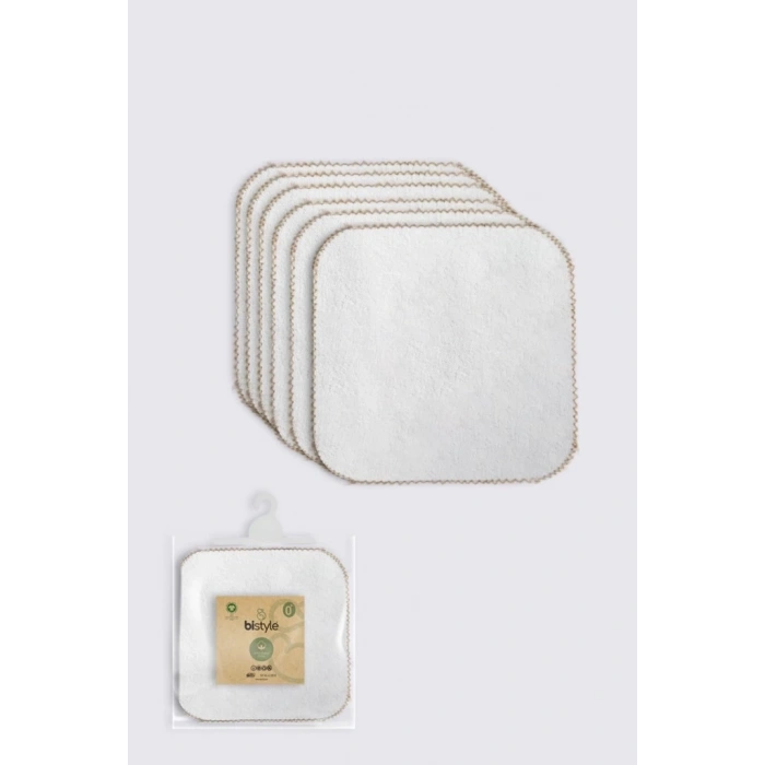 Mey İthalat®   Organik 28x28 6Lı Havlu Mendil 90105 Ekru
