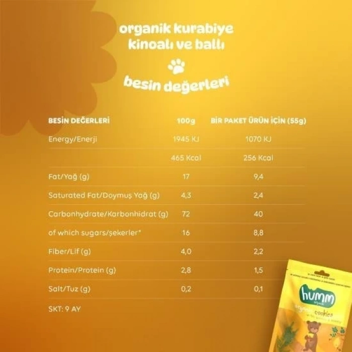 Mey İthalat® Organik Ballı ve Kinoalı Kurabiye 55 Gr