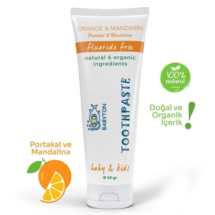 Mey İthalat®   Organik Doğal Portakal & Man a Aromalı Diş Macunu 50 Gr