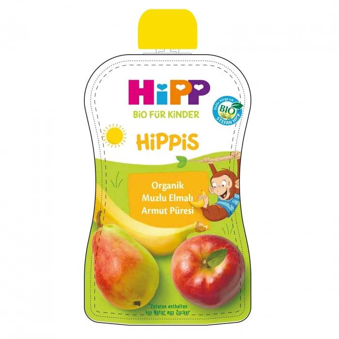 Mey İthalat®   Organik Muzlu Elmalı Armutlu Meyve Püresi 100 Gr