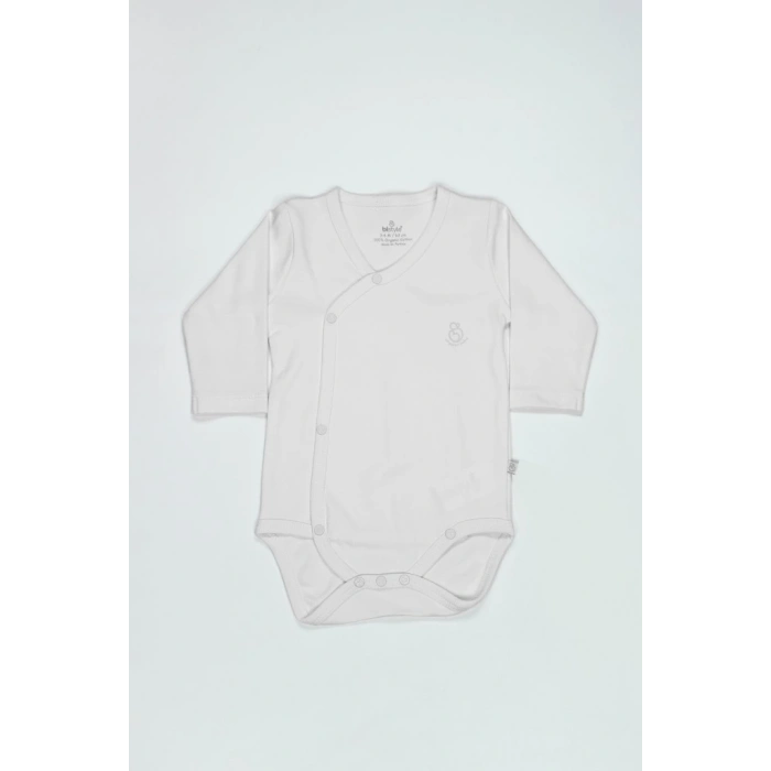 Mey İthalat®   Organik Natural Basic Style Kruvaze Uzun Kol Body BS17102 Beyaz