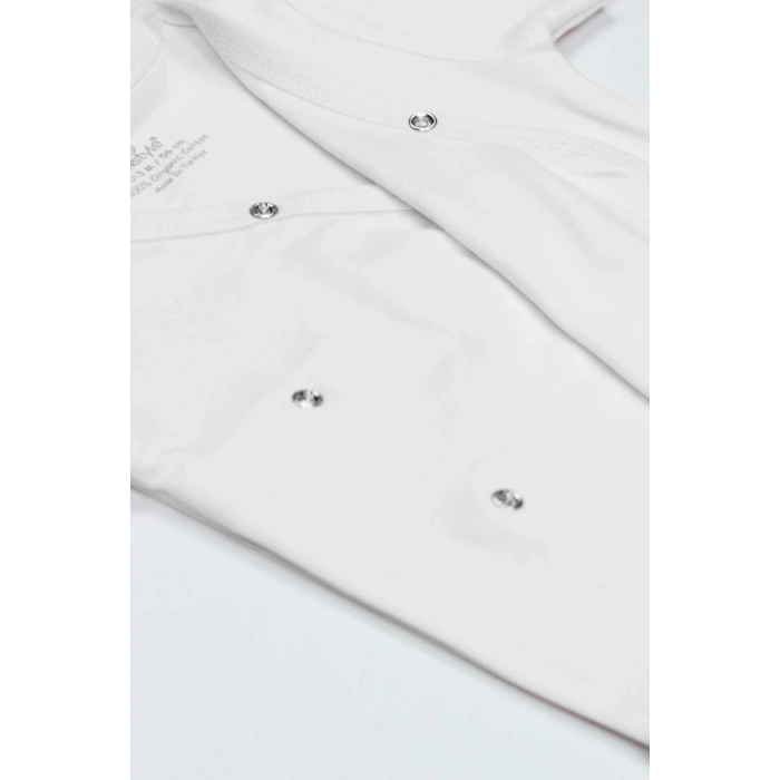 Mey İthalat®   Organik Natural Basic Style Kruvaze Uzun Kol Body BS17102 Beyaz