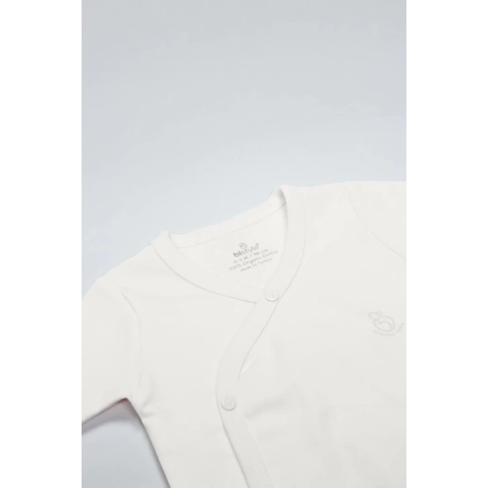 Mey İthalat®   Organik Natural Basic Style Kruvaze Uzun Kol Body BS17102 Ekru