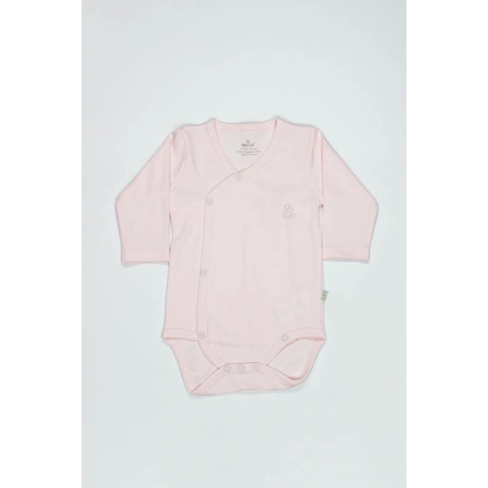 Mey İthalat®   Organik Natural Basic Style Kruvaze Uzun Kol Body BS17102 Pembe