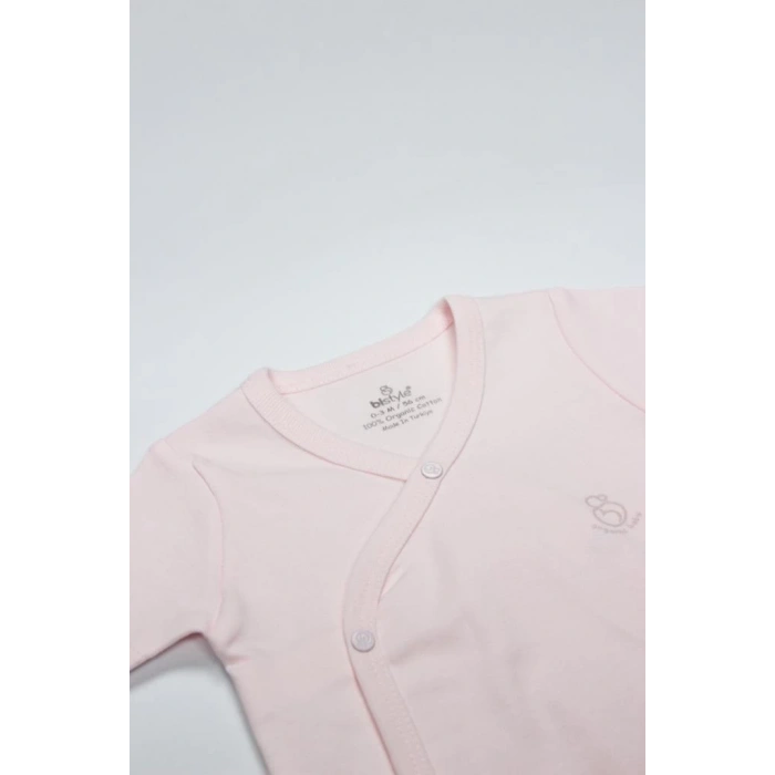 Mey İthalat®   Organik Natural Basic Style Kruvaze Uzun Kol Body BS17102 Pembe