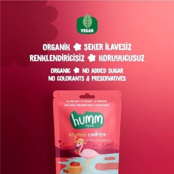 Mey İthalat® Organik Vegan Çilekli Kurabiye 55 Gr