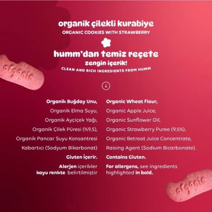 Mey İthalat® Organik Vegan Çilekli Kurabiye 55 Gr