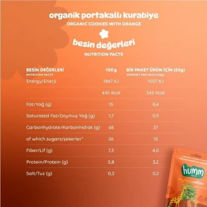 Mey İthalat® Organik Vegan Portakallı Kurabiye 55 Gr