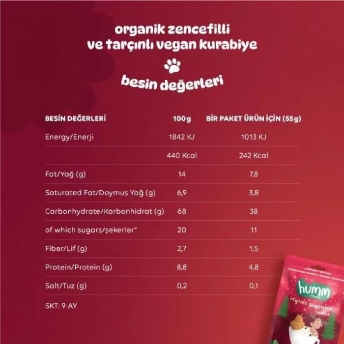 Mey İthalat® Organik Zencefilli ve Tarçınlı Vegan Kurabiye 55 Gr