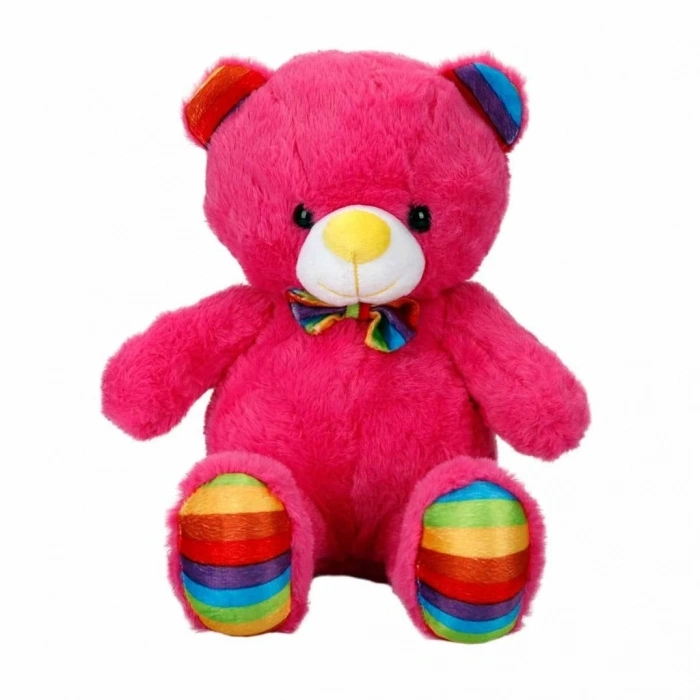 Mey İthalat® Oturan Kurdeleli Renkli Peluş Ayı 30 cm