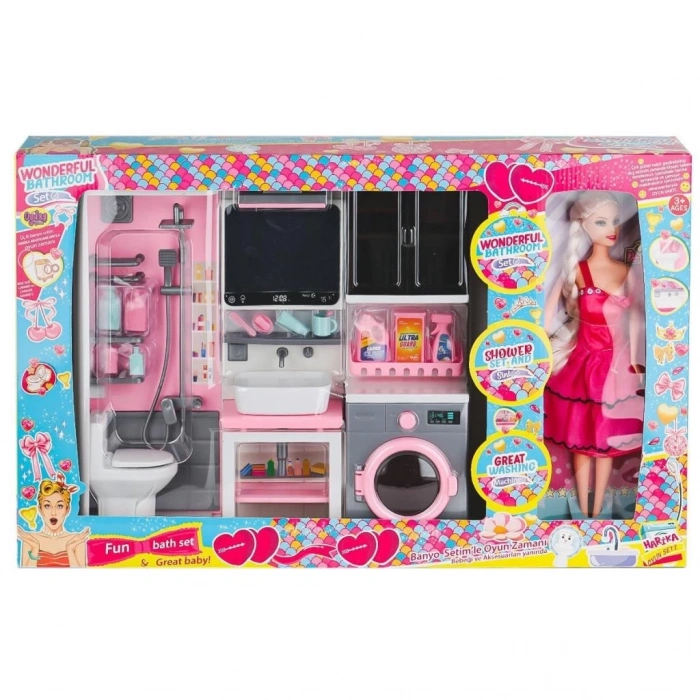 Mey İthalat® OYD-02393 Bebek ile Banyo Seti Oyun Zamanı -Oydaş Oyuncak