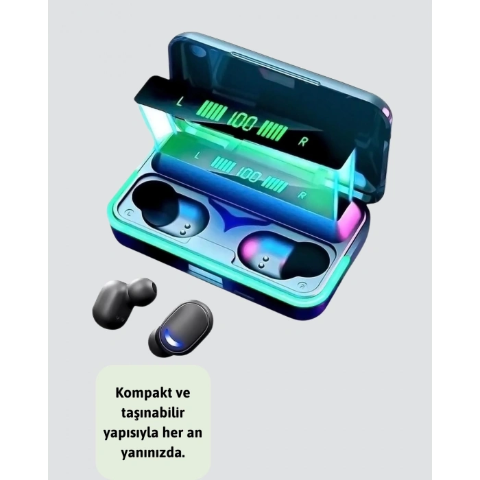 Mey İthalat® Oyun Modlu E10 Bluetooth Kulaklık Powerbank ve LED Ekranlı