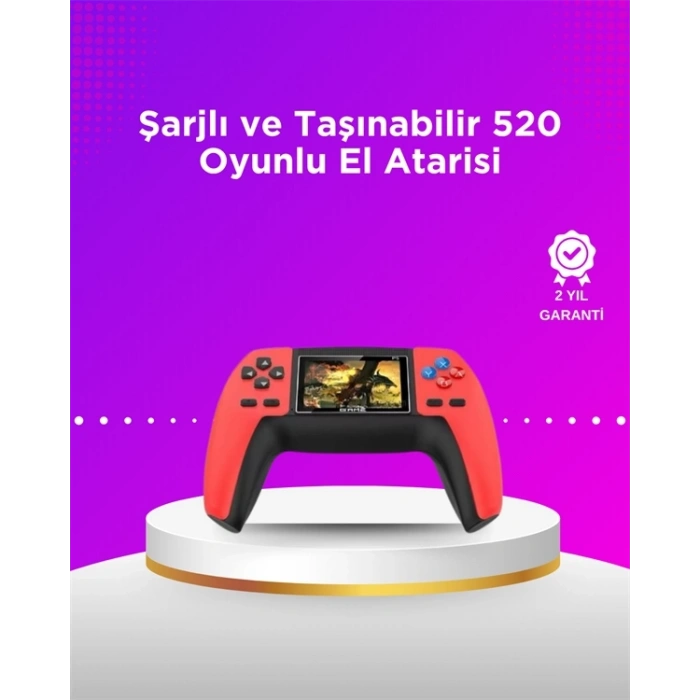 Mey İthalat® P5 Taşınabilir Retro Konsol – 520 Oyun, Ergonomik Tasarım, Nostaljik Eğlence