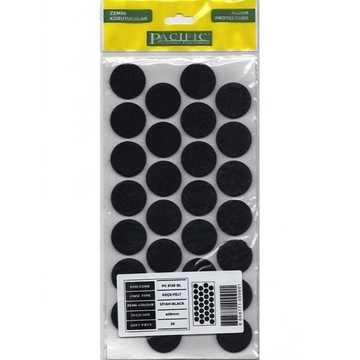 Mey İthalat® Pacific 6128 BL Yapışkanlı Keçe 28 mm Siyah