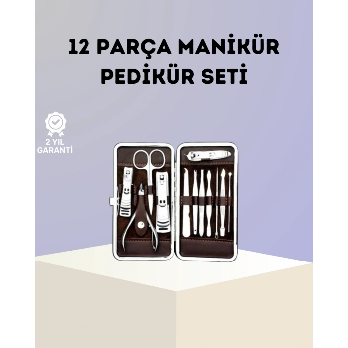 Mey İthalat® Paslanmaz Çelik Çok Fonksiyonlu 12 Manikür Seti