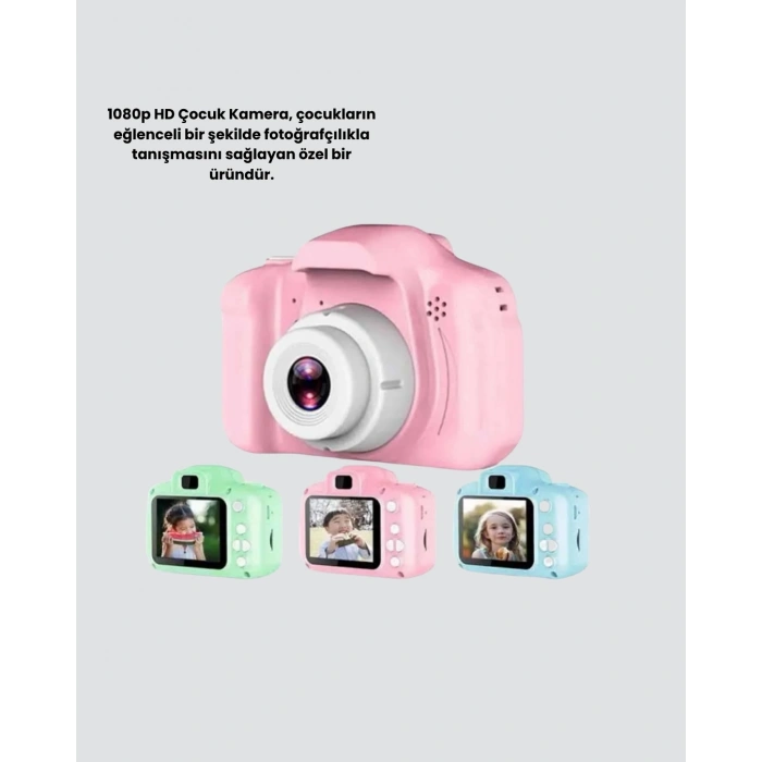Mey İthalat® Pembe Mini 1080p HD Çocuk Kamera – 8MP, Video Kaydı,TF Kart Destekli