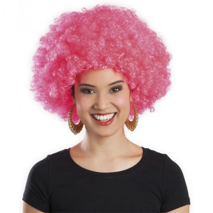 Mey İthalat® Pembe Renk Kıvırcık Afro Bonus Peruk