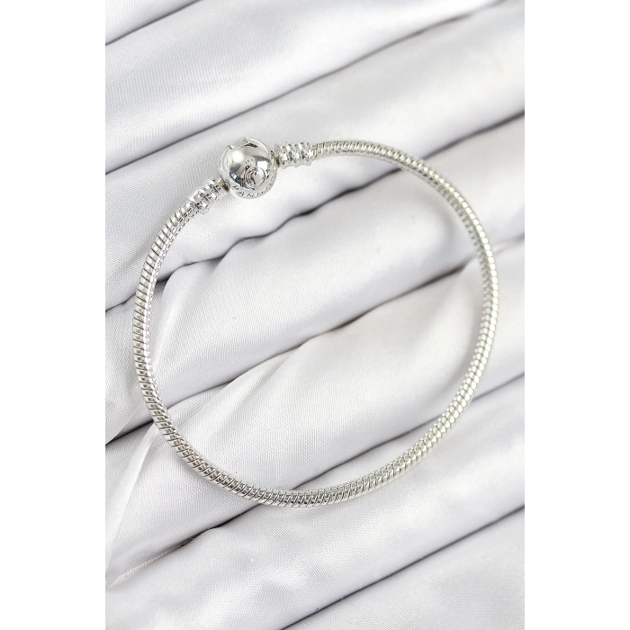 Mey İthalat® Pirinç Charm Topcuk Model Gümüş Renk Kadın Bileklik