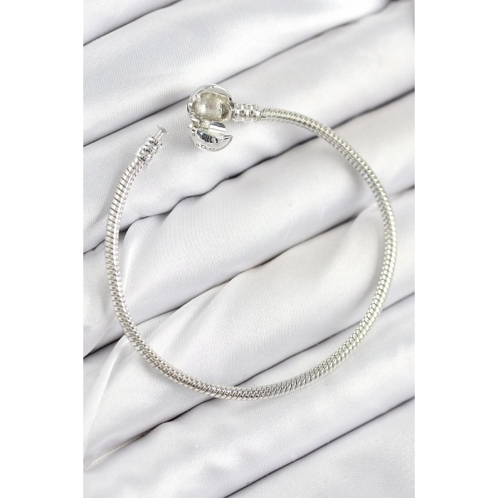 Mey İthalat® Pirinç Charm Topcuk Model Gümüş Renk Kadın Bileklik