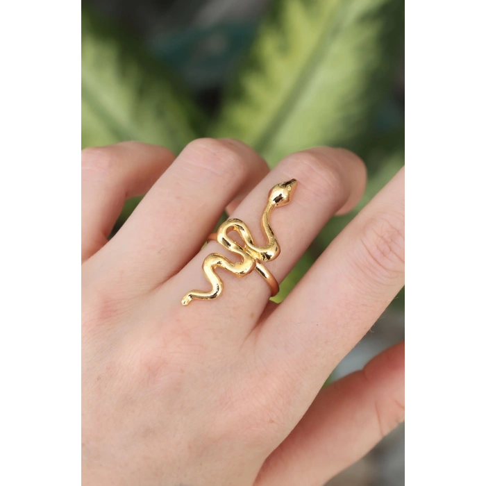 Mey İthalat® Pirinç Gold Renk Ayarlanabilir Yılan Yüzük