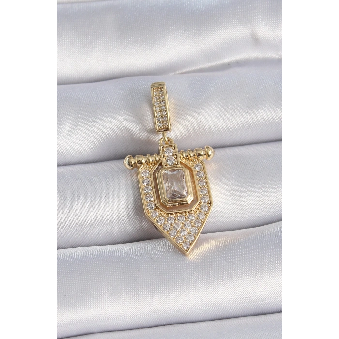 Mey İthalat® Pirinç Gold Renk Baget Zirkon Taşlı Ajda Charm