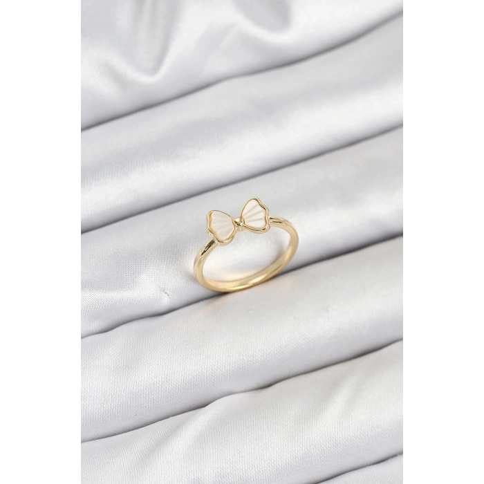 Mey İthalat® Pirinç Gold Renk Fiyonk Model Kadın Yüzük