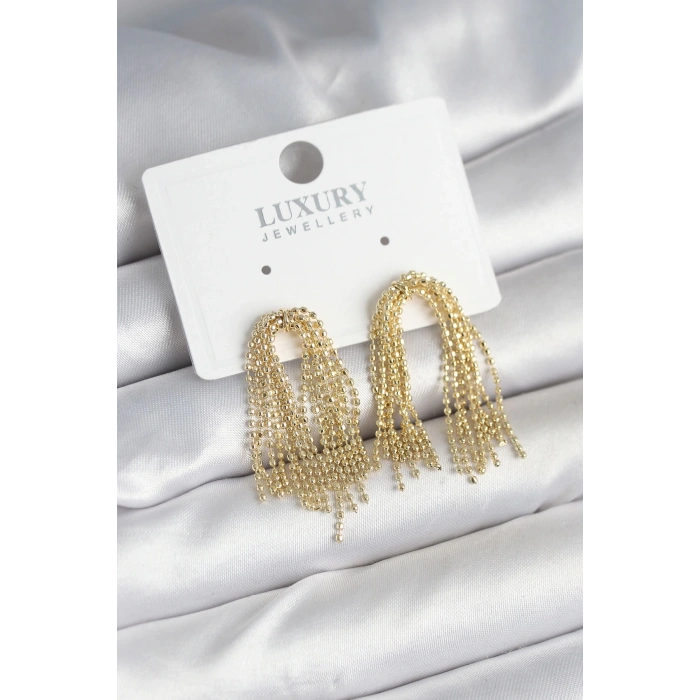 Mey İthalat® Pirinç Gold Renk Sallantılı Kadın Küpe