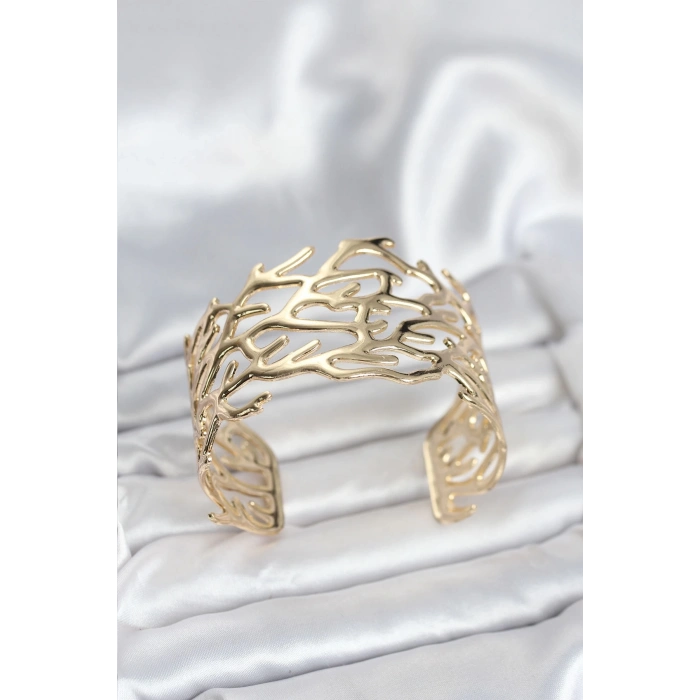 Mey İthalat® Pirinç Gold Renk Vintage Model Kadın Bileklik