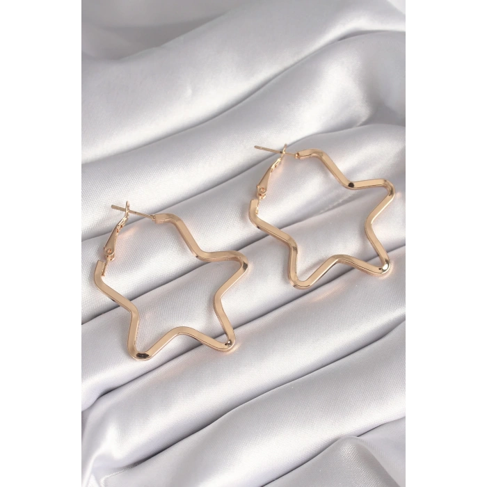 Mey İthalat® Pirinç Gold Renk Yıldız Model Kadın Küpe