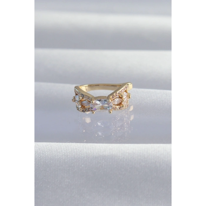 Mey İthalat® Pirinç Gold Renk Zirkon Taş Kaplama Earcuff Küpe