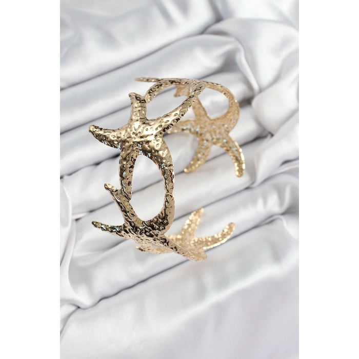 Mey İthalat® Pirinç Sıralı Deniz Yıldızı Model Gold Renk Kadın Pazu Bileklik