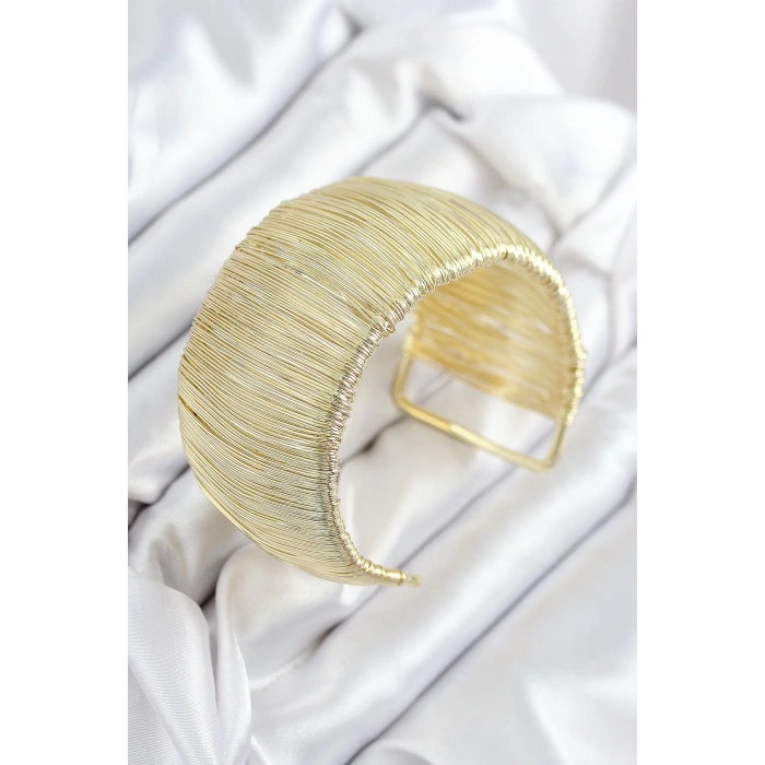 Mey İthalat® Pirinç Tel Sarma Model Gold Renk Kadın Bileklilk