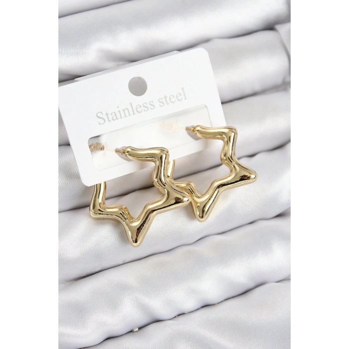 Mey İthalat® Pirinç Yıldız Model Gold Renk Kadın Küpe
