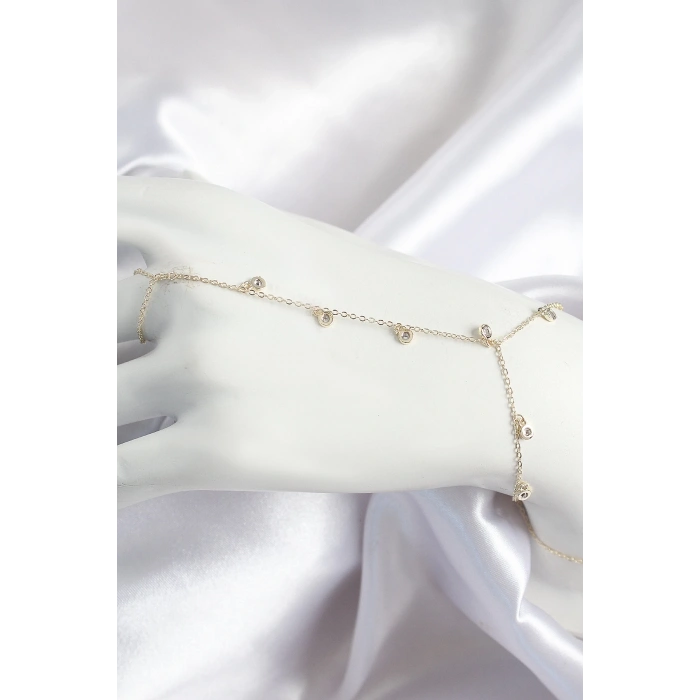 Mey İthalat® Pirinç Zirkon Taşlı Sallantılı Model Gold Renk Kadın Şahmeran