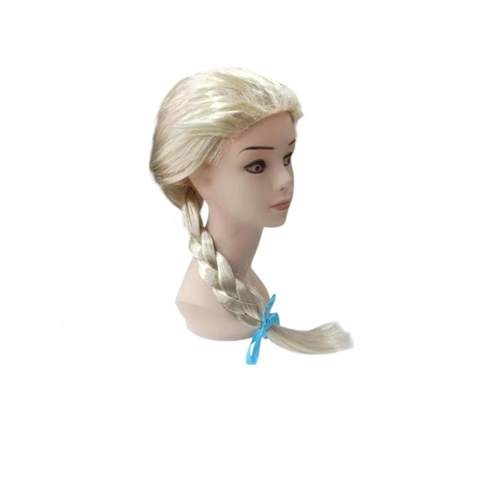 Mey İthalat® Platin Altın Dore Renk Karlar Ülkesi Elsa Frozen Peruğu Çocuk Boy