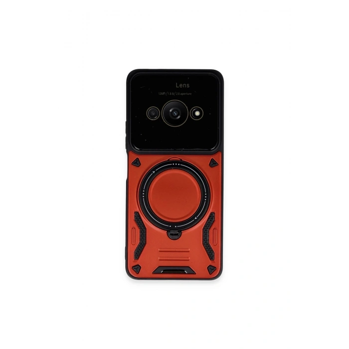 Mey İthalat®   Poco C61 Kılıf Joy Lens Standlı Kapak - Kırmızı