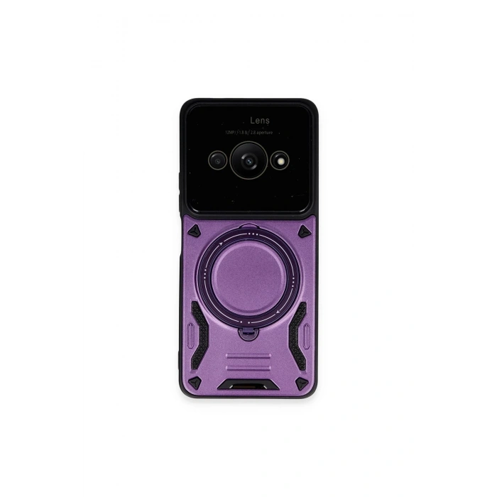 Mey İthalat®   Poco C61 Kılıf Joy Lens Standlı Kapak - Mor