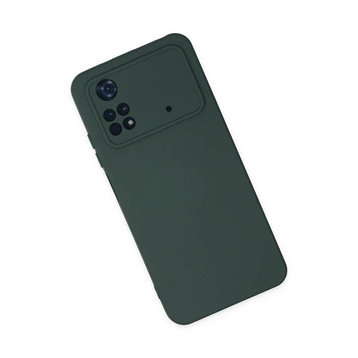 Mey İthalat®   Poco M4 Pro 4G Kılıf Nano içi Kadife Silikon - Koyu Yeşil