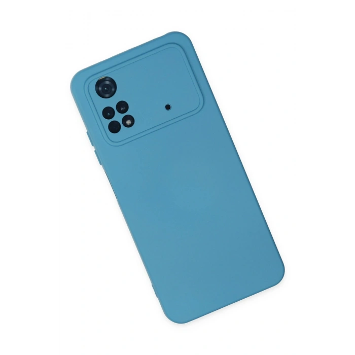 Mey İthalat®   Poco M4 Pro 4G Kılıf Nano içi Kadife Silikon - Mavi