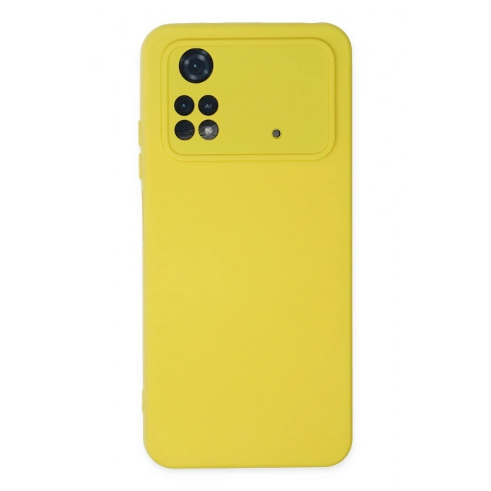 Mey İthalat®   Poco M4 Pro 4G Kılıf Nano içi Kadife Silikon - Sarı